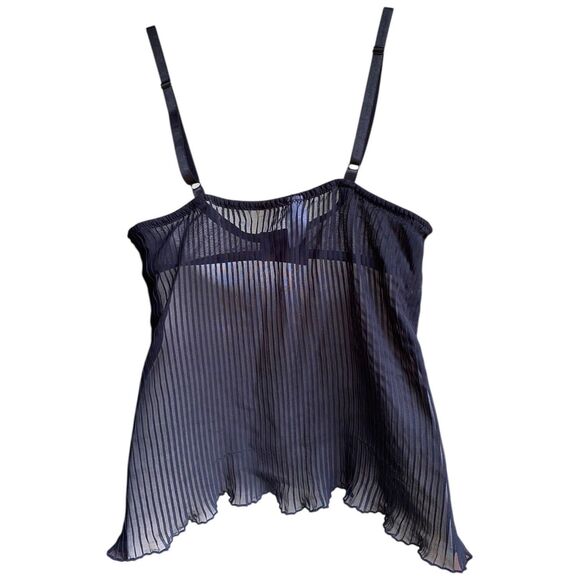 Vintage Donna L'oren Babydoll Bra Top 34C Black Pleated Chiffon Coquette flirty - Picture 3 of 10